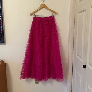 NWT Chocolate Pink Taffeta Ruffle Skirt | Size Small
